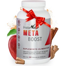 META Boost InstaNutra | Vinagre de Manzana con Cúrcuma, Jengibre, Canela y Cromo | Suplemento para Metabolismo, Keto, Sin Azúcar, NON-GMO | 180 Cápsulas | Sin Sabor | Energía y Control de Peso
