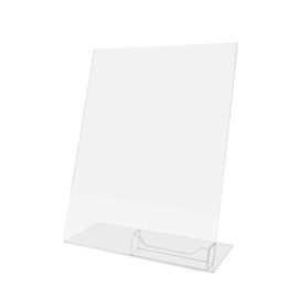 Marketing Holders Sign Holder Frame with Business Card Slot 8.5”W x 11”H Table Counter Display Stand Clear Acrylic Slanted Back Advertisement Display Counter Pack of 10