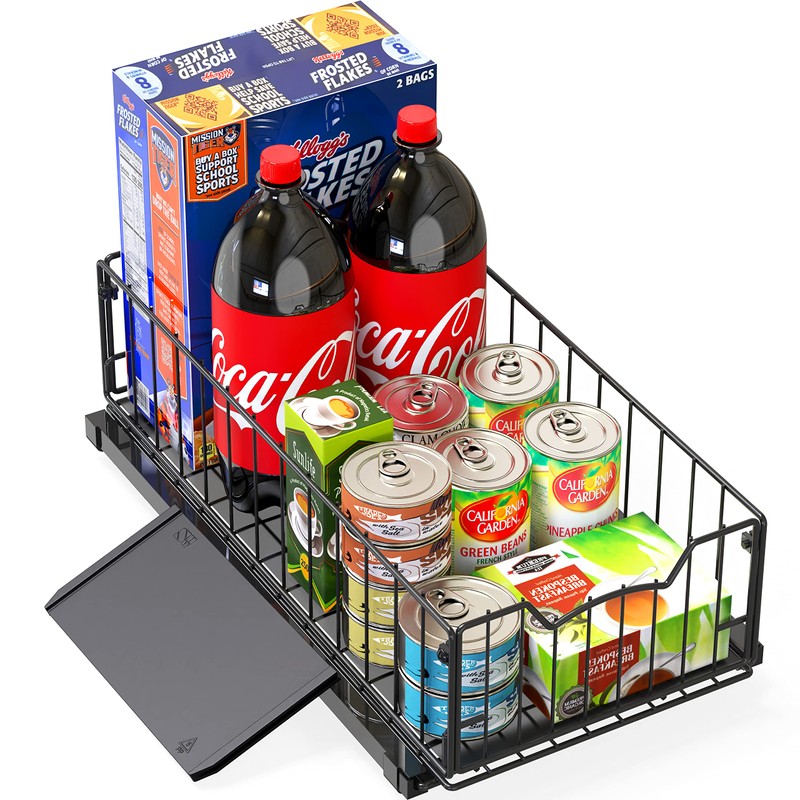 Simple Houseware Pull-Out Cabinet Sliding Basket Organizer, 17.2" D x