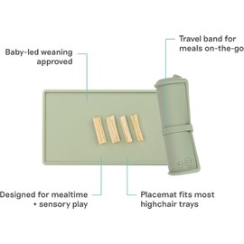 ezpz - Mantel Individual pequeño, Antideslizante, 100% Silicona Que se Adapta a la mayoría de Las tronas, se enrolla, Apto para lavaplatos, a Partir de 4 Meses (Salvia)