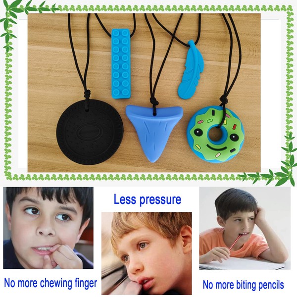 GNAWRISHING Chew Necklace by GNAWRISHING, 5 Pieces Sensory Chew Necklaces