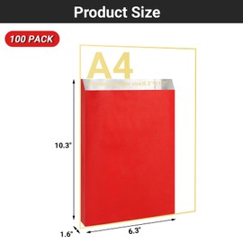 EUSOAR Large Hamburger Foil Bags, 100pcs 10.2"x6.2"x1.5" Red Foil Sandwich Bags, Disposable Aluminum Foil Food Storage Bags for Hot Food, Bakery Cookies, Treats, Snack, BBQ Take-out