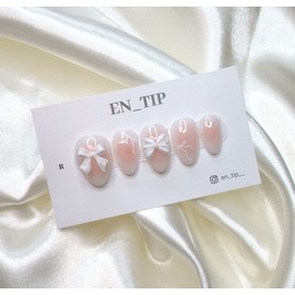 Dear Darling Ribbon Handmade Nail Tips - Ballerina / 디어 달링 리본 수제네일팁 - 발레리나