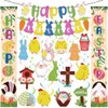 Easter Decorations Happy Easter Porch Banner Eggs Garland with Hanging