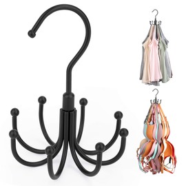 ZEDODIER Tank Top Hanger, Rotatable Bra Organzier for Closet, Max 24 Storage Capacity Sport Bras Holder, Metal Space Saving Closet Organizers and Storage, Black