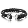 COOLSTEELANDBEYOND Mens Women Marine Anchor Wrap Bracelet Wristband, Double-Lap Black