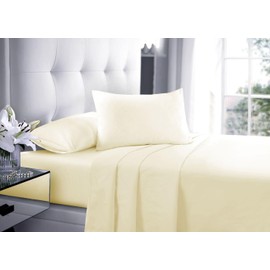 Dazzle Collection® Luxury Pillowcase Pair of Housewife Non-Iron 100% PolyCotton Bedroom Bedding Pillow Cover 2 Pack (Cream)