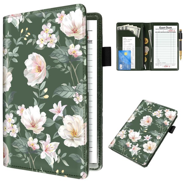 WAVEYU Cute Server Books for Waitress Waiter, Leather Guest Book