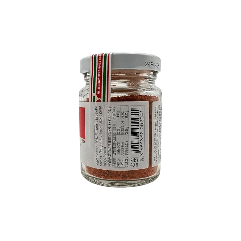 Piment D'Espelette French Red Chilli Powder 40 g Jar Basque