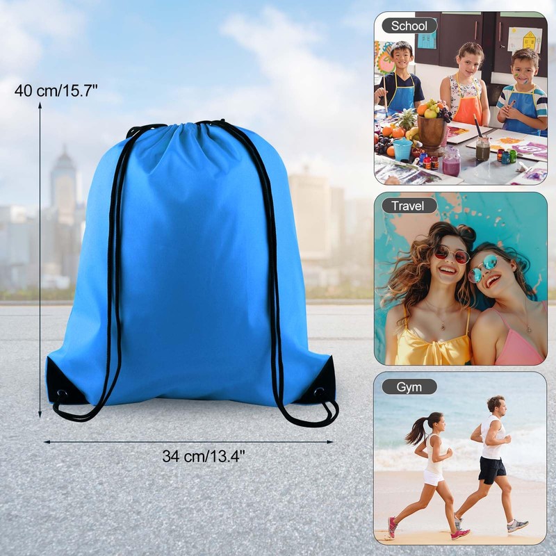 PLULON Sky Blue Drawstring Bags Drawstring Backpack Bulk, String Backpack