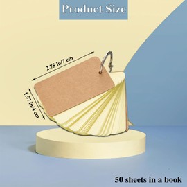 WUMUZAI 100 Pieces Flash Cards with Rings and Cover for Studying, 4 x 7 cm Small Blank Index Note Cards Double Side, Unruled Colored Flashcards Notecards for Study Business, White