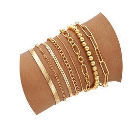 11PCS Dainty Gold Bracelets for Women,Chain Bracelets Set for Womens Trendy,Fashion Gold Bracelets Hand Link,Adjustable Layered Bracelet Set Hypoallergen Women Jewelry (8PCS)