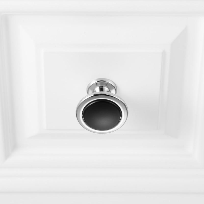 KOOFIZO Black and Chrome Cabinet Knobs, 10-Pack Round Cabinet Pulls