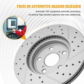 ACB ZONE Ceramic Brake Pads and Rotors Kit Front Drilled Slotted Vented Rotors & Brakes for 2006 2007 2008 2009 2010 2011 Lexus Is250, 2012-2013 Is250 Base