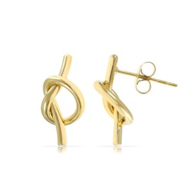 Made by Nami Set of Knot Stud Earrings Gold or Silver Women's Surgical Stainless Steel Jewellery Women's Hypoallergenic Waterproof Jewellery, Plug, Stainless Steel, No Gemstone