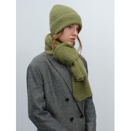 Fnaobai Winter Beanie Hat Scarf Set for Womens Men 2Pcs Knitted Hat Warm Scarf Thickening Chunky Knit Scarf Cozy Cold Weather Matching Suit (Green)