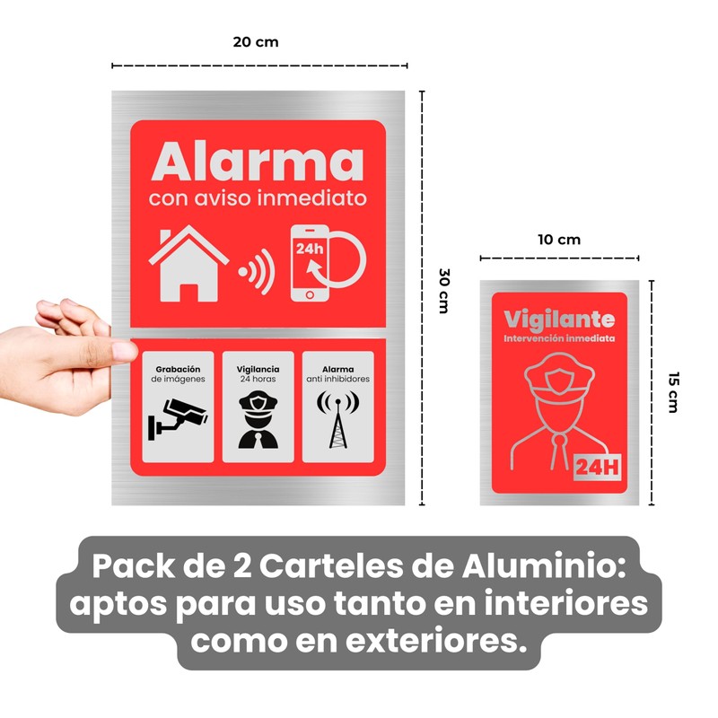 TECET® Set of 2 Aluminium Alarm Poster | Security Security