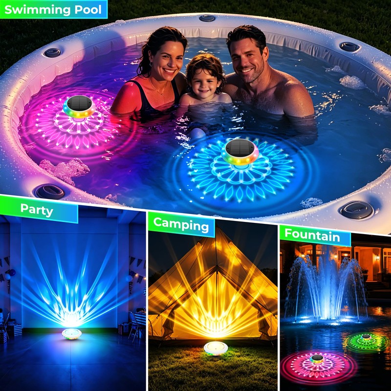 Solar Floating Pool Lights, 6.4" Solar Pool Lights that Float,