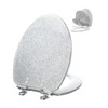 Toilet Seat Resin Elongated Silver Glitter Slow Quiet-Close Heavy Duty