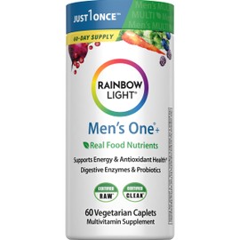 Rainbow Light Mens One Multivitamin, Men's Daily Multivitamin Provides High-Potency Immune Support, With Vitamin C, Vitamin D and Zinc, Vegetarian, 60 Count