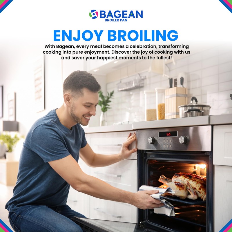 Broiler Pan for Oven Nonstick Porcelain Coated - 16.75” x