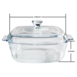 1.2L Tempered Glass Casserole Dish for Oven with Lid, Small Square Microwave Oven Baking Dish with Glass Lid