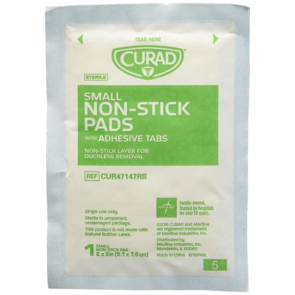Curad Small Non-Stick Pads With Adhesive Tabs 2 Inches X 3 Inches 20 Each