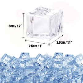 HUIANER Fake Clear Acrylic Plastic Ice Cubes Square Shape for Display or Photography, Good for Photography Props or Home Decorate 20 Pcs 1.2 inch
