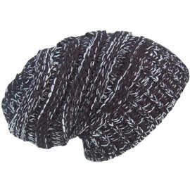 Cool4 Herren Damen Unisex Strickbeanie Slouch Grobstrick Beanie Strickmütze Mütze A20 (Schwarz-Weiß meliert)