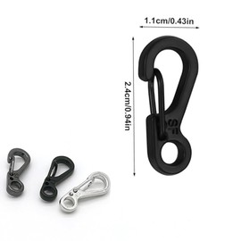 SAHENITEANA Gancho De Clips De Resorte, Mini SF Mosquetones De Resorte, MosquetóN con Agujero Fijo para Llavero Al Aire Libre, Columpio, Camping, Pesca, Senderismo, Viajes, Hamaca (Negro -10 Paquete)