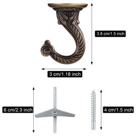 Hotop 6 Pcs Swag Ceiling Hooks Heavy Duty Swag Hooks Vintage Style Ceiling Hook for Hanging Plants Indoor Outdoor Decor Kitchen Flower Baskets Wind Chimes and Lights(Small,Bronze)