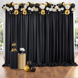 50 ft x 10 ft Thick Black Backdrop Curtain for Parties, 10 Panels Black Polyester Wedding Backdrop Drapes for Birthday Photography Background Party Backdrop Home Decorations