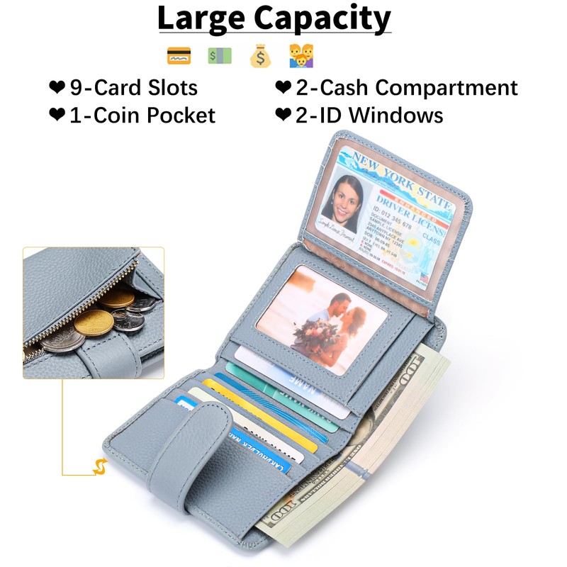 FALAN MULE Wallet Women RFID Blocking Slim Genuine Leather Small