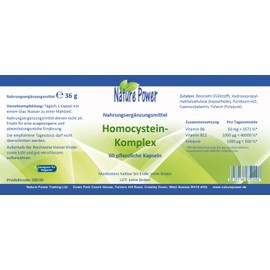 Homocysteine Complex | With Vitamin B6, Folic Acid | Vitamin B12 | For Homocysteine Reduction | High Bioavailability | by Nature Power | GMO Free and Vegan | 60 Vegetable Capsules