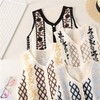 URTERYSER Women Vest, Women Crochet Knit Diamond Sweater Vest Button