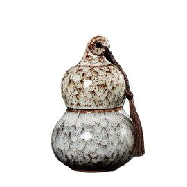 YlobdolY White Ceramic Tea Canister for Loose Tea, Airtight Double Layer Calabash Shaped Food Storage Jar Porcelain Tea Caddy Tea Tin Kitchen Storage Container for Coffee,Sugar,Nuts,Herb,Spice