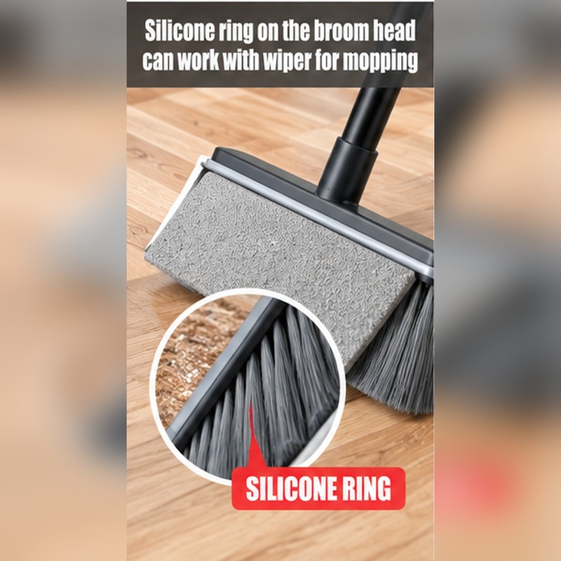 Long Handle Broom and Dustpan Set for Floor Cleaning –