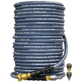 TechSweepPro 3/8" 4800PSI Pressure Washer Hose 125FT with Swivel Quick Connect for Cold/Hot Water Max 248°F, Kink Resistant Steel Wire Braided, Wear Resistant Power Washer Hose with M22 14mm Adapter