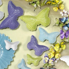 Andrea by Sadek NEW Andrea by Sadek Aqua Porcelain Butterfly Plate Trinket Tray 9.75 inch