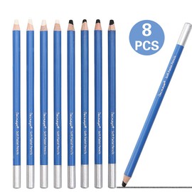 8 Pieces Artists Sketching Soft Pastel Pencils Sets Portrait Black White Highlight Charcoal Pencils for Limners Students Beginners Drawing Blending Painting Coloring School Office Use
