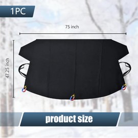 Nomocale 1 PC Car Windshield Snow Shield Cover, 75" x 47.25" 600D Thick Oxford Fabric Car Windshield Cover, Waterproof and Antifreeze Window Protector, Universal for Most Cars (Black)