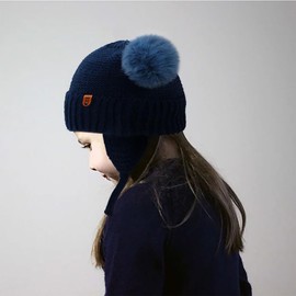 LYZOURBB Toddler Baby Autumn Winter Hat with Earflap Infants Cute Pom Pom Beanie Hat Cap for Baby Girls Boys 0-3Years Navy