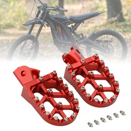 Smotrcc 7075-T7 CNC Foot Pegs Fit for Surron Light Bee X/S, Wider Platform 17-Tooth Replaceable Stainless Steel Pegs with 6 Extra Teeth, Compatible with Talaria Sting MX3 MX4 Segway X260 X160 - Red