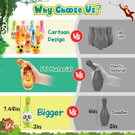 Adeokay Adeokay Bowling Set Kinder, Spielzeug ab 2 3 4 5 6 7 Jahre Junge und Mädchen, Montessori Spielzeug 2-12 Jahre, Kinder Spielzeug 2 3 4 5 Jahre, Outdoor Spiele für Kinder Geschenke für 3-9 Junge Mädchen