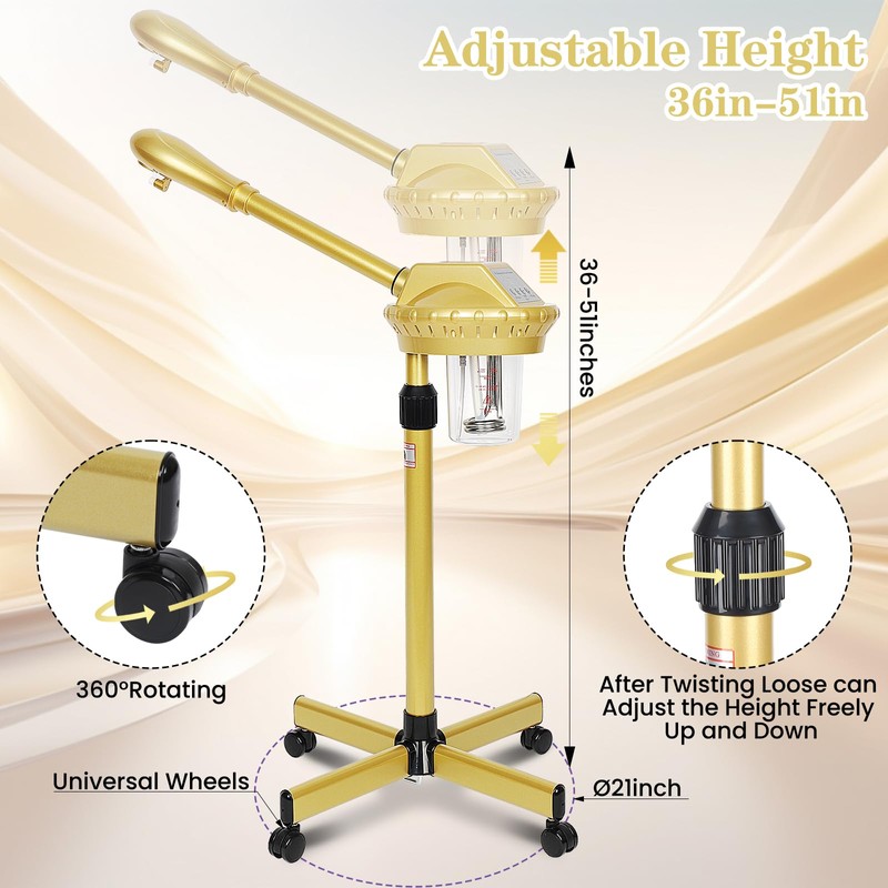Wuissvnb Professional Facial Steamer,Deep Cleansing and Hydration Gold