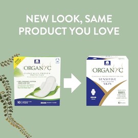 Organyc 100% Certified Organic Cotton Feminine Pads, Heavy Flow, 10 Count