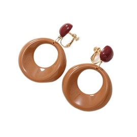 70s80s Dangle Earrings for Women Retro Clip On Earrings Acrylic White Earrings for Women Dangle Disco Earrings Jewelry 70s Accessories Birthday Party Jewelry-Round Clip On Brown