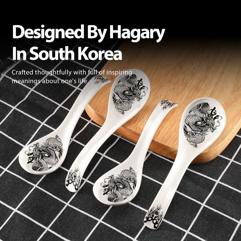 Dragon Ceramic Spoon Soup Spoons Asian Soup Spoon Chinese Korean