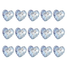 MECCANIXITY 15 Pcs 3D Heart Light Blue Nail Rhinestones K9 Glass Crystal Rhinestones Pointed Back Crooked Heart Gems for Nail Charm Art DIY Decoration Craft 8x8mm