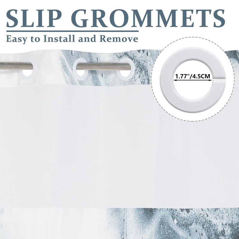 TYLCLTX No Hook Shower Curtain with Snap in Liner Grey